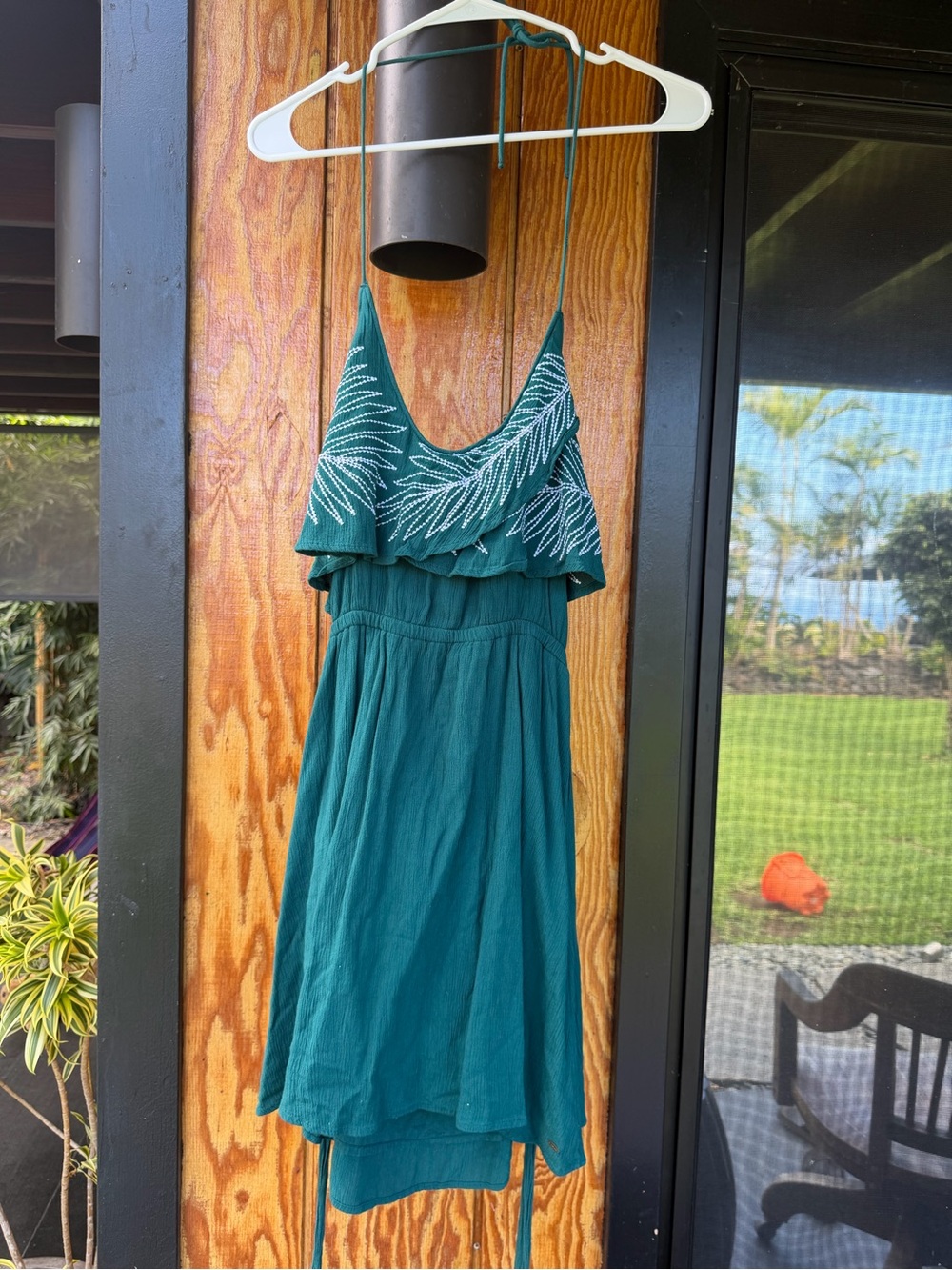 O'Neill Teal Green Embroidered Ruffle Sundress